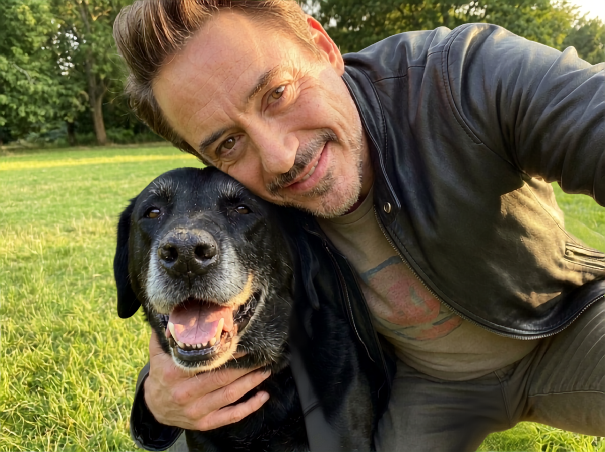 Happy customer with his black lab